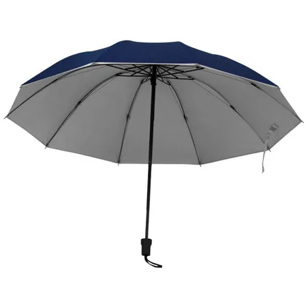 Macma Taschen-Regenschirm, innen silber und außen dunkelblau