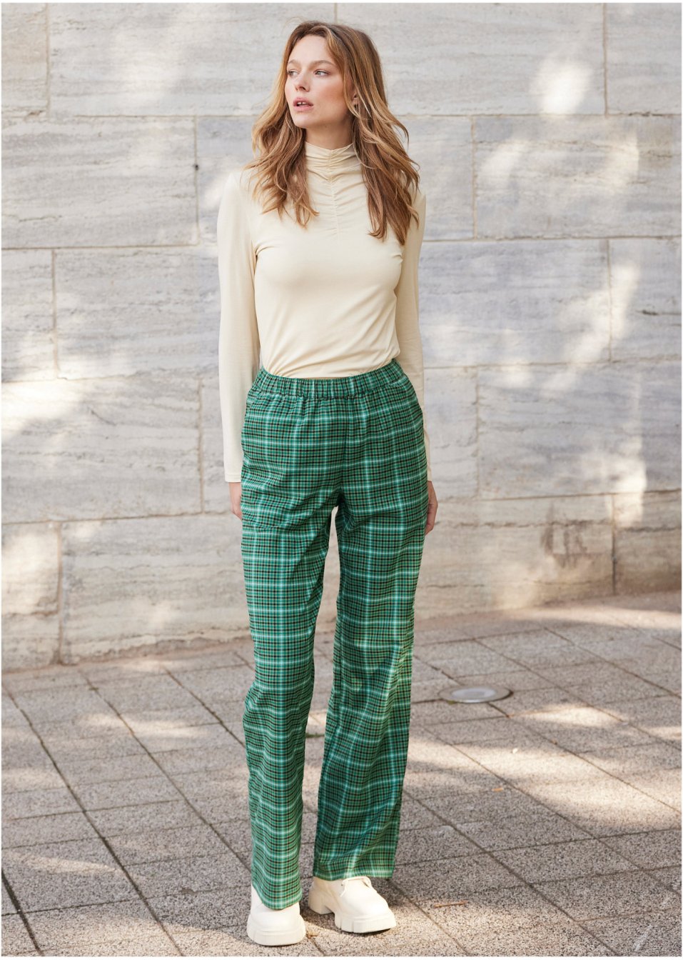 Pantalon taille haute, long