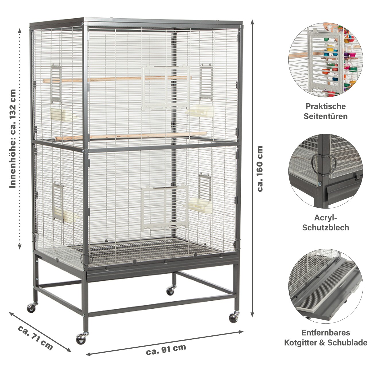 Montana Cages Voliere Casa 90 hellgrau/ dunkelgrau