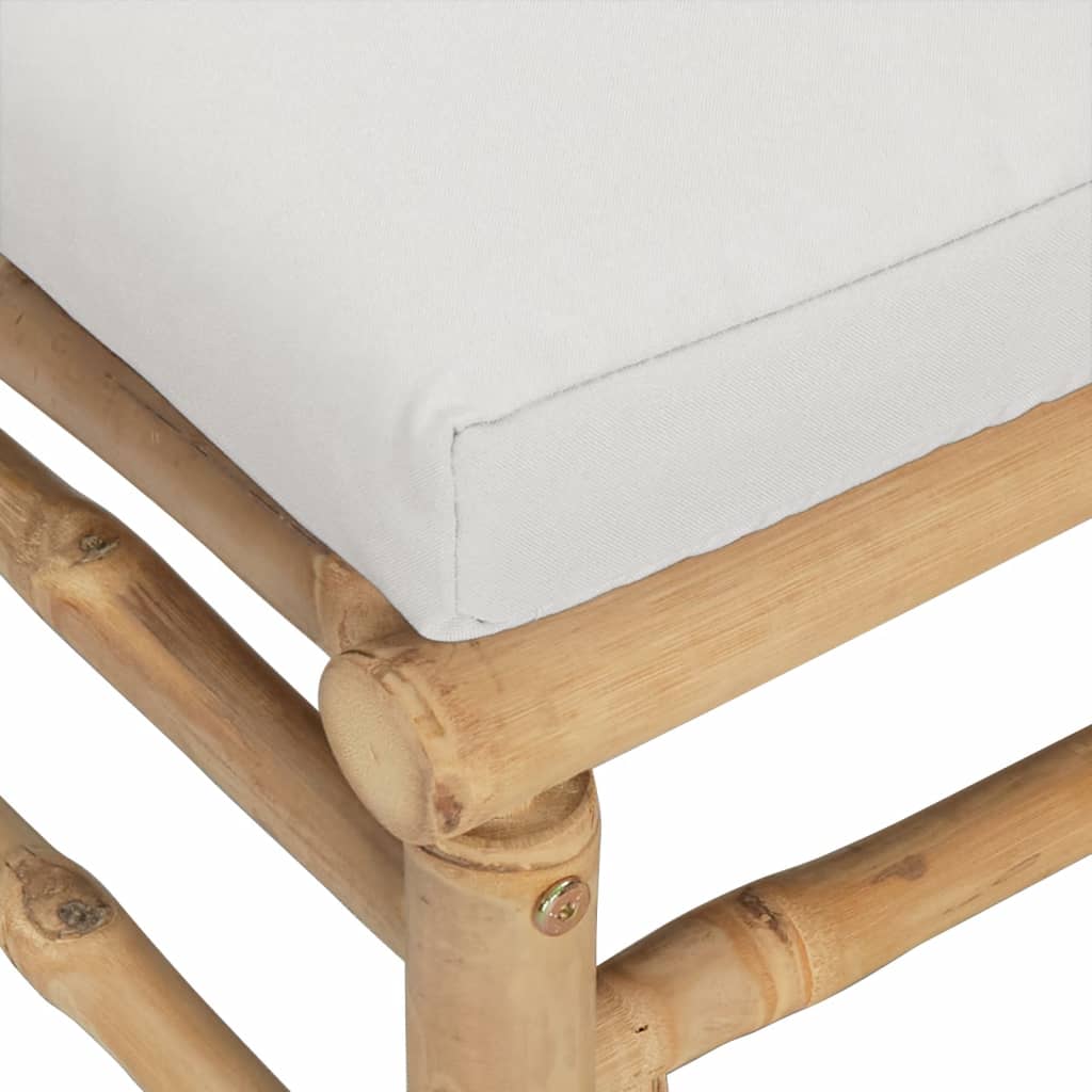 Salon de jardin meuble d'extérieur ensemble de mobilier 3 pièces avec coussins gris clair bambou
