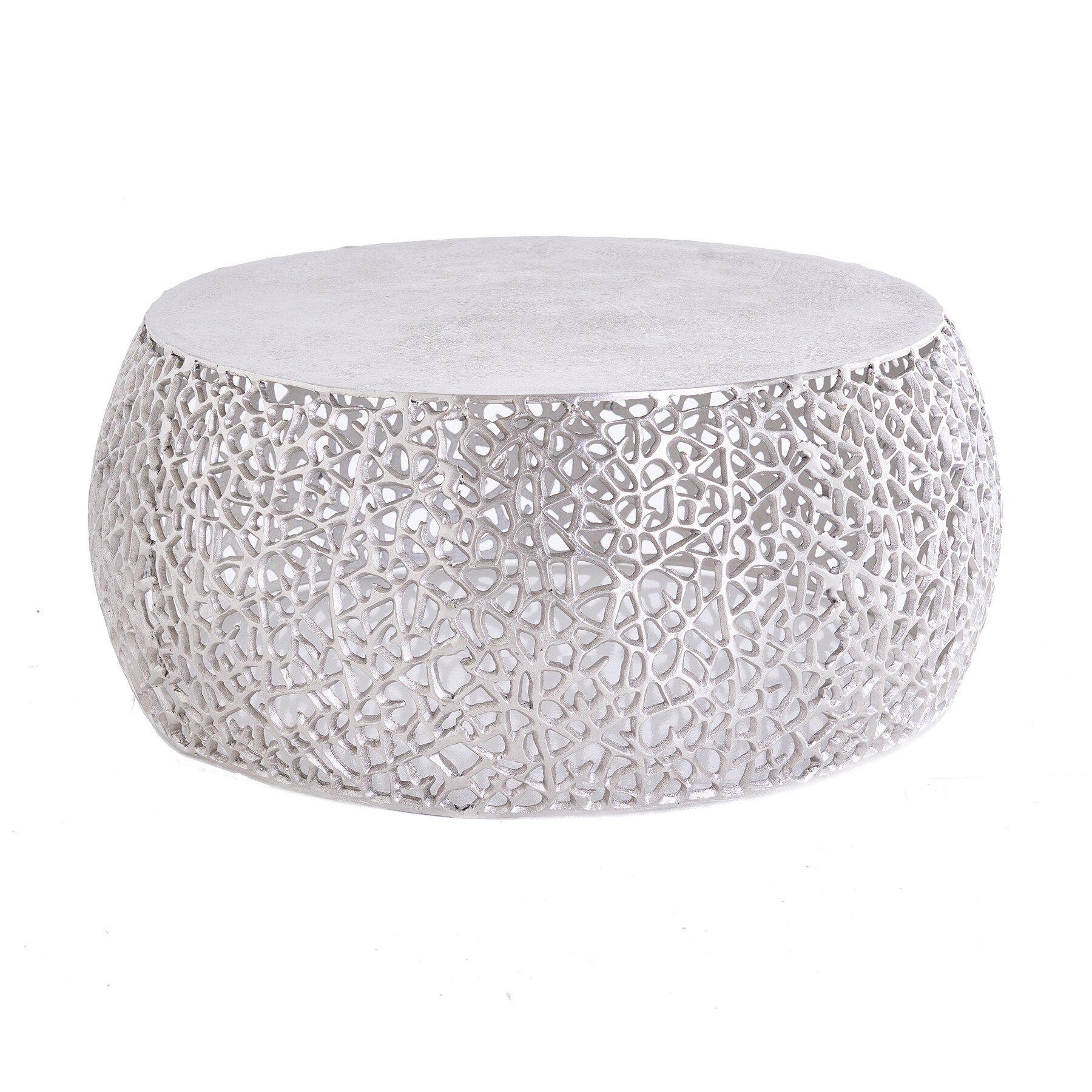 riess-ambiente Couchtisch ABSTRACT LEAF - Runder Couchtisch 75cm silber antik Metall filigrane Handarbeit