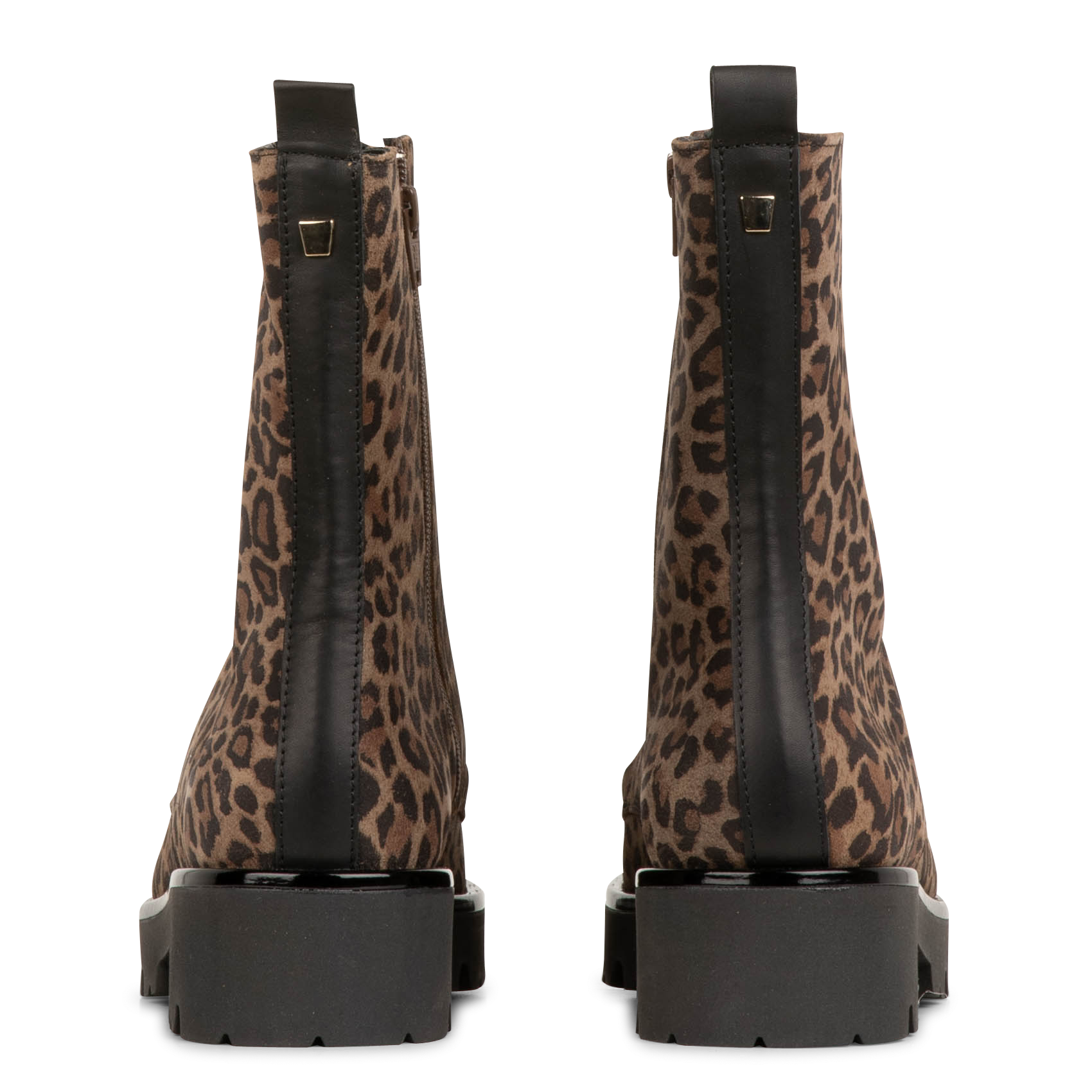 FIDELO - Bottines crantées à lacets en cuir imprimé léopard | Beige