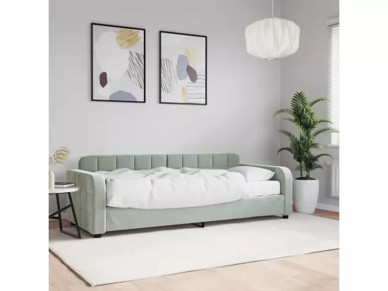Lit de jour avec matelas gris clair 80x200 cm velours