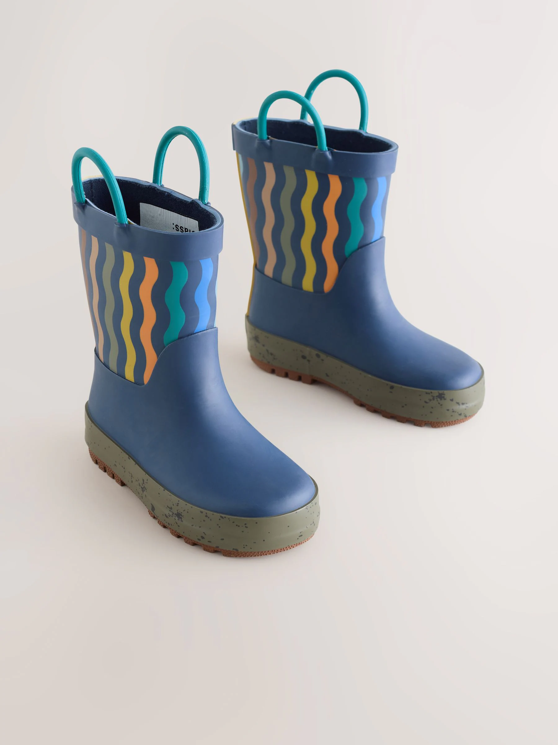 Blauw-marineblauw gestreept - Aantreklaarzen met handvat