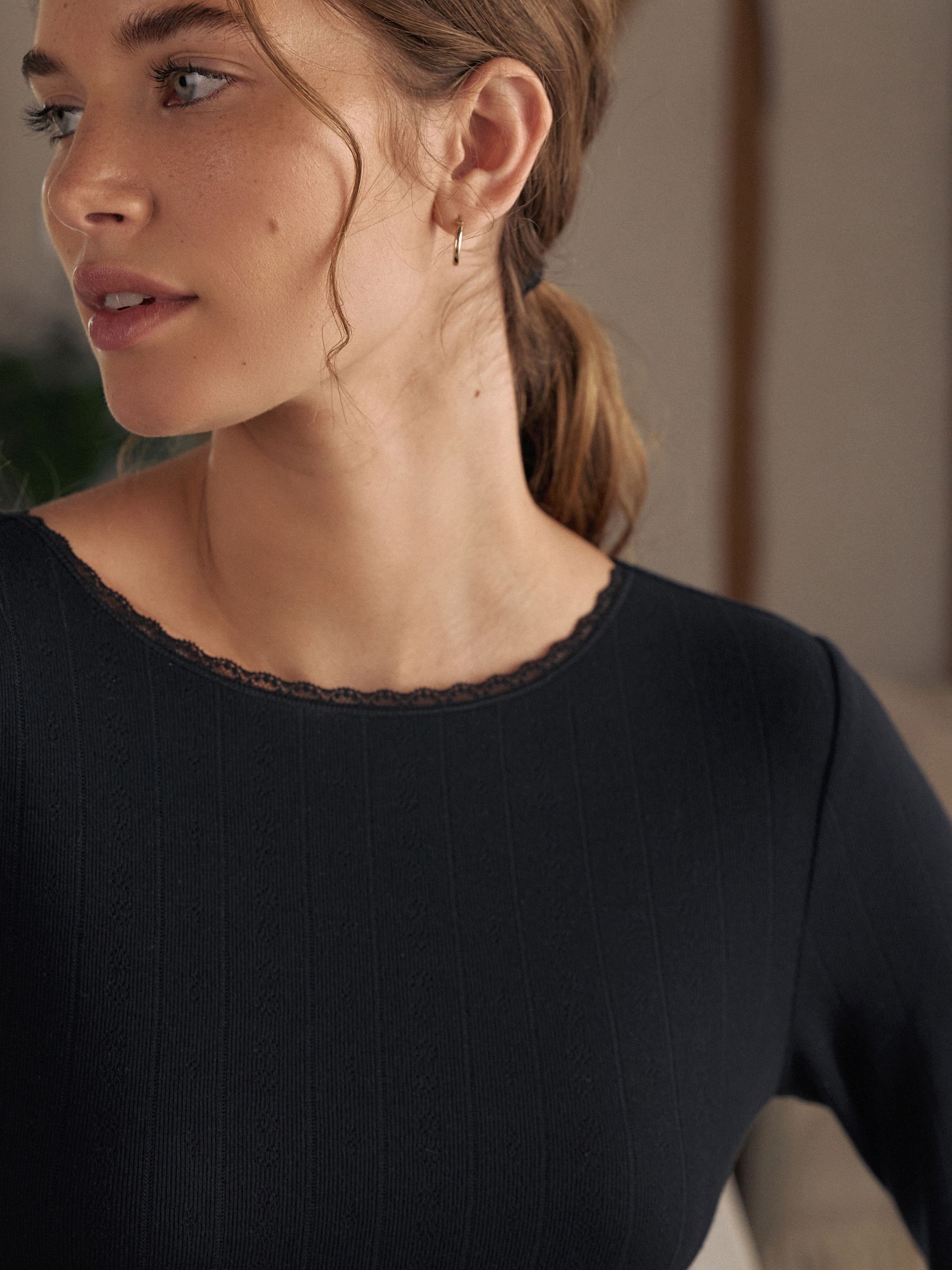 Zwart - Thermal Maximum Warmth Cosy Pointelle Long Sleeved Top