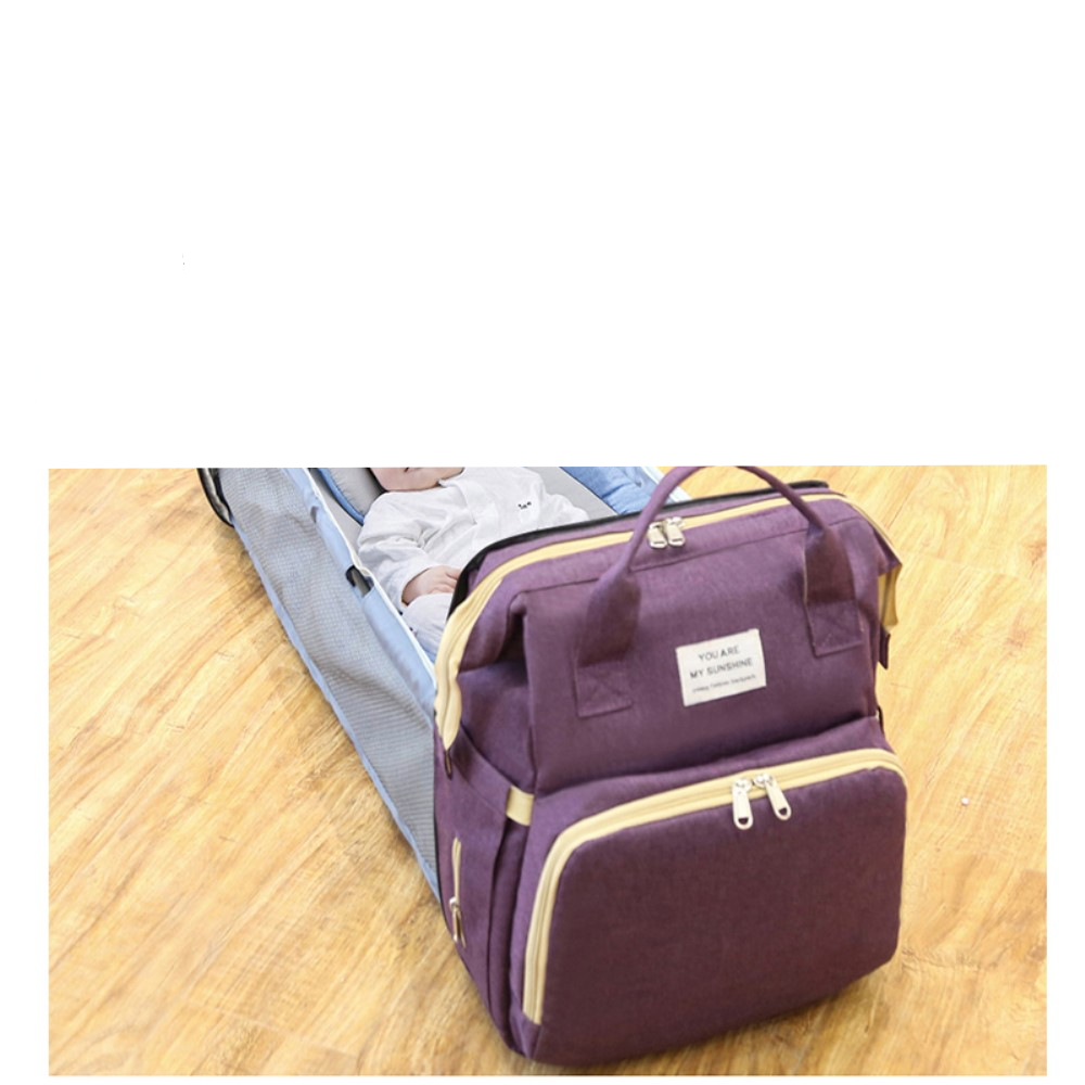(47x36x12cm) 2in1 Baby Reise Rucksack Wickeltasche   Schlafbett - Schwarz