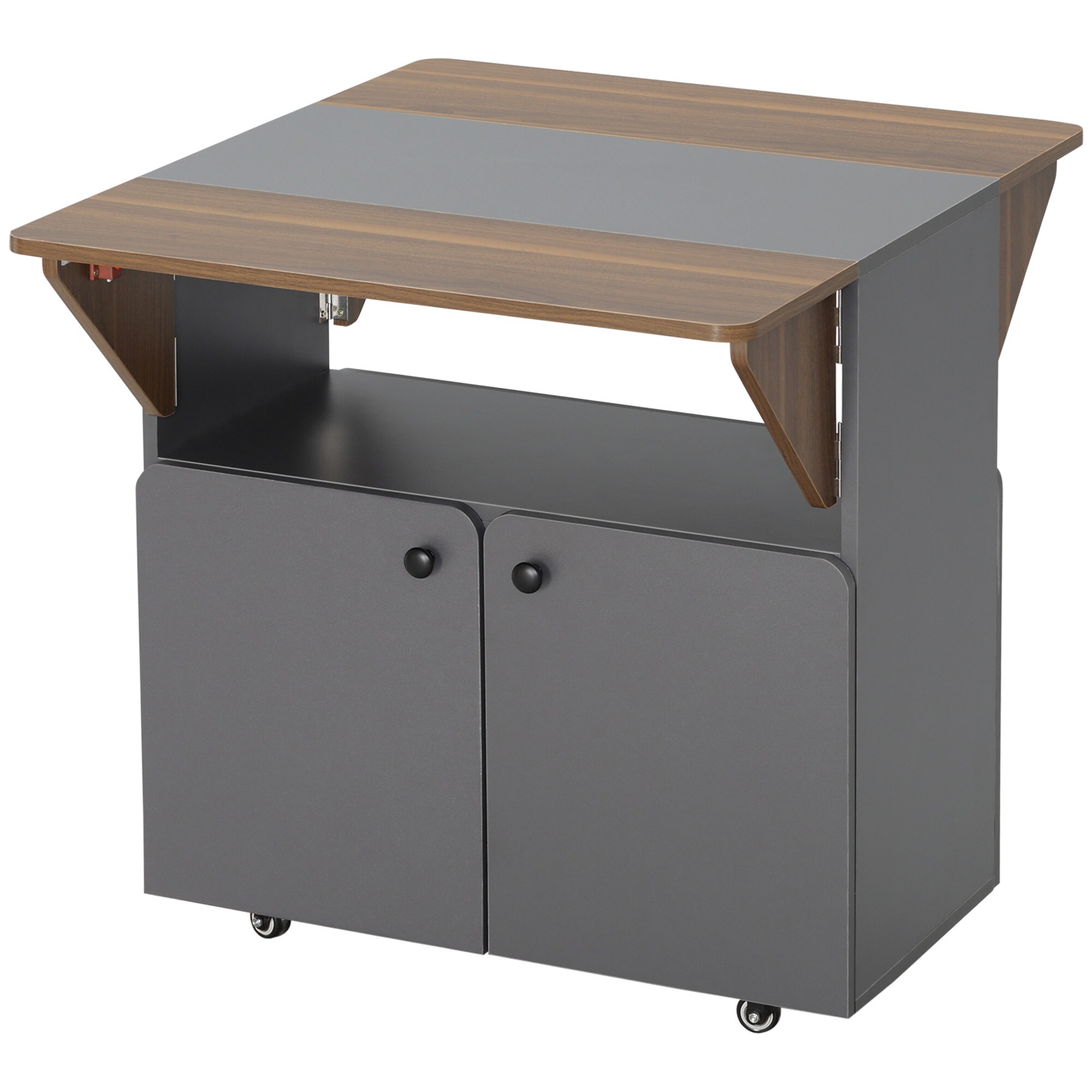 HOMCOM Klapptisch mit 2 umklappbaren Tischseiten grau, natur 70L x 83B x 75H cm