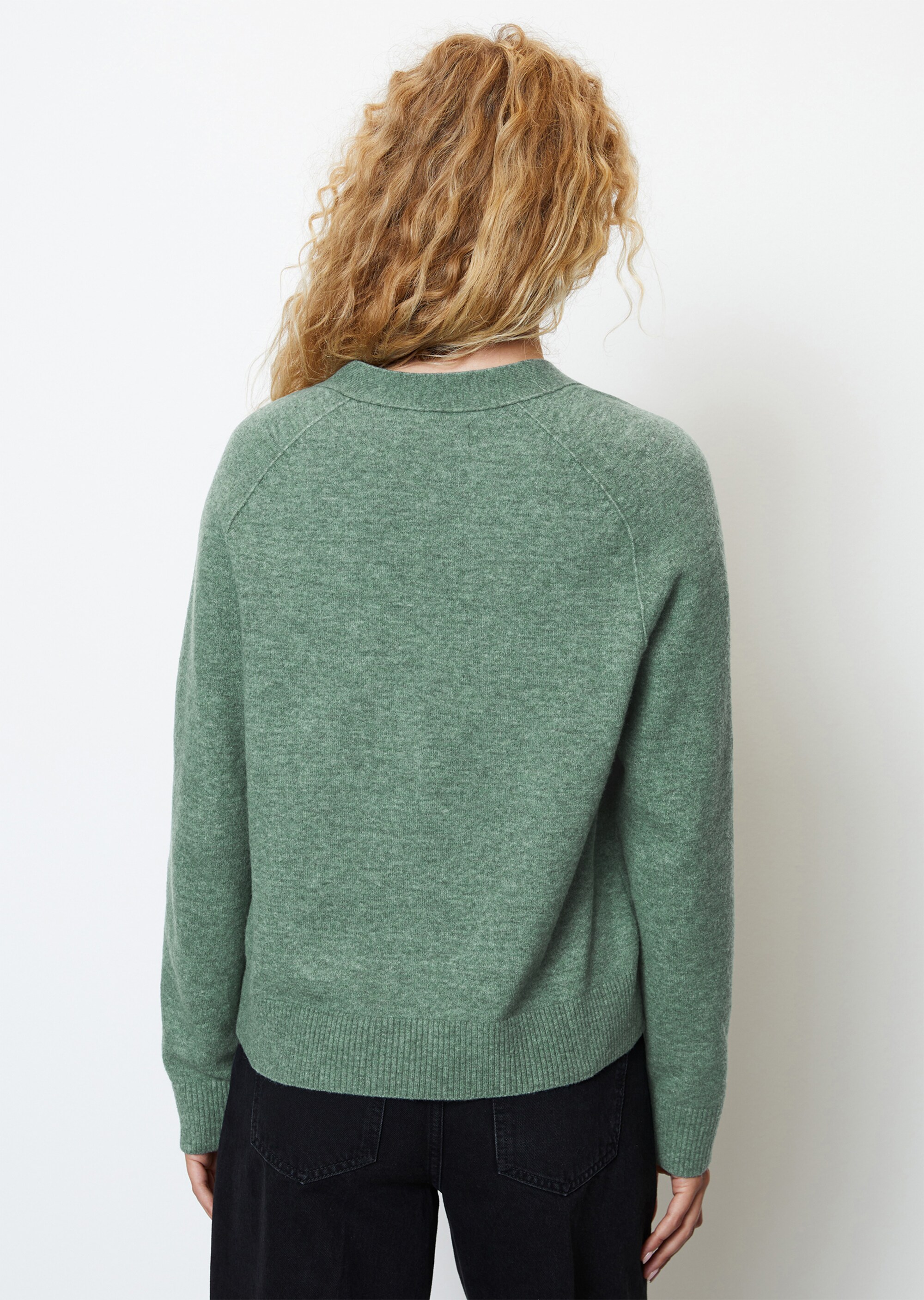 V-Neck-Cardigan relaxed aus softem Schurwolle-Mix