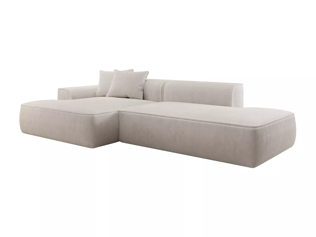 Canapé d'angle gauche en velours côtelé beige ERYNEL