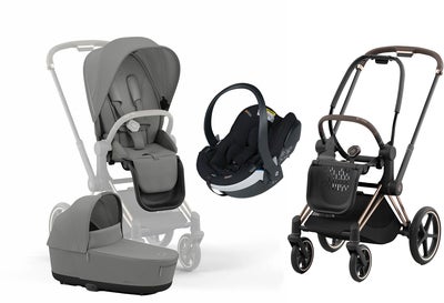 Cybex Priam Duovogn inkl. BeSafe iZi Go Modular X2, Mirage Grey/Rose Gold