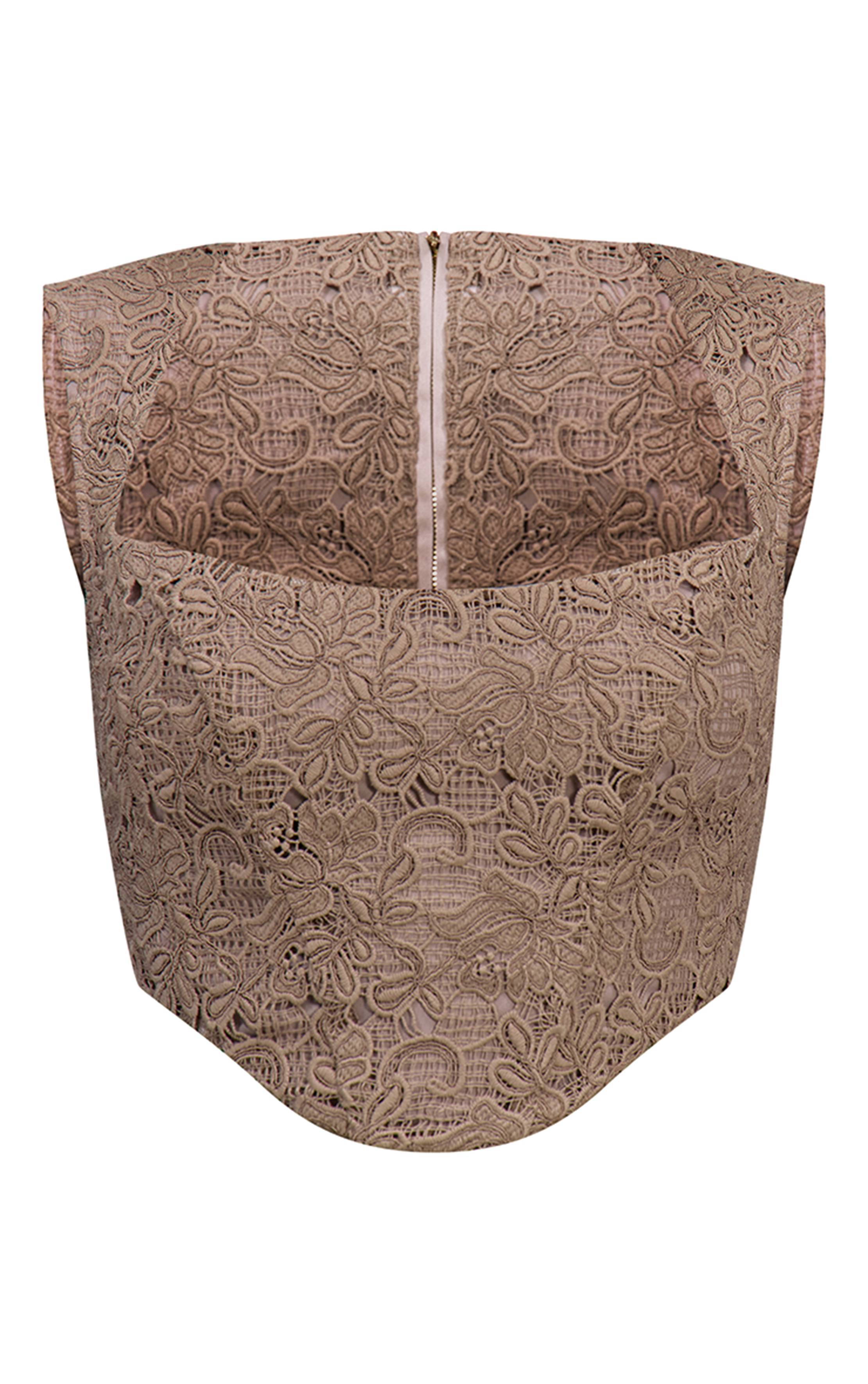 Taupe Ensemble Corset En Dentelle Structuré Plt Label