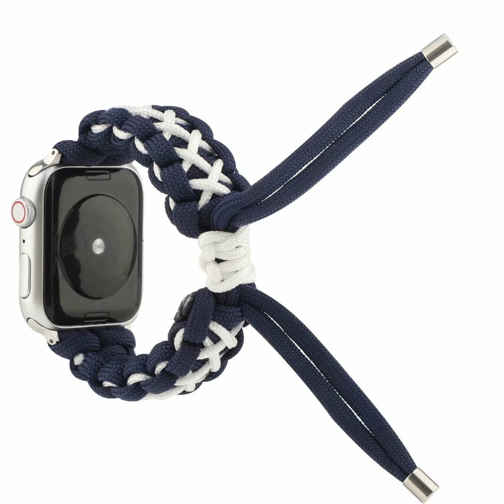 Apple Watch (42/41/40/38 mm) Geflochtenes Nylon Armband (Gelenkumfang: 180-230mm) - Blau / Weiss