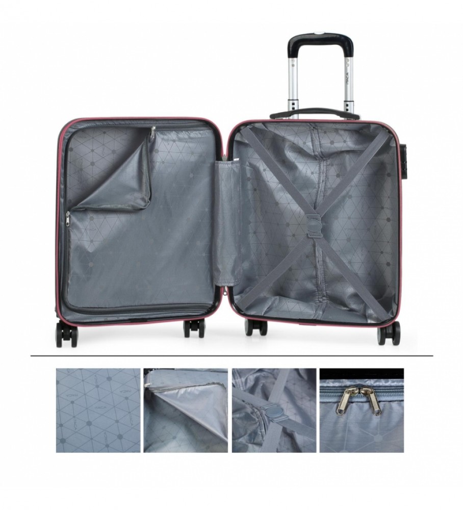 Mala de cabine com rodinhas ITACA ABS T71650 Coral - 55x40x20cm -