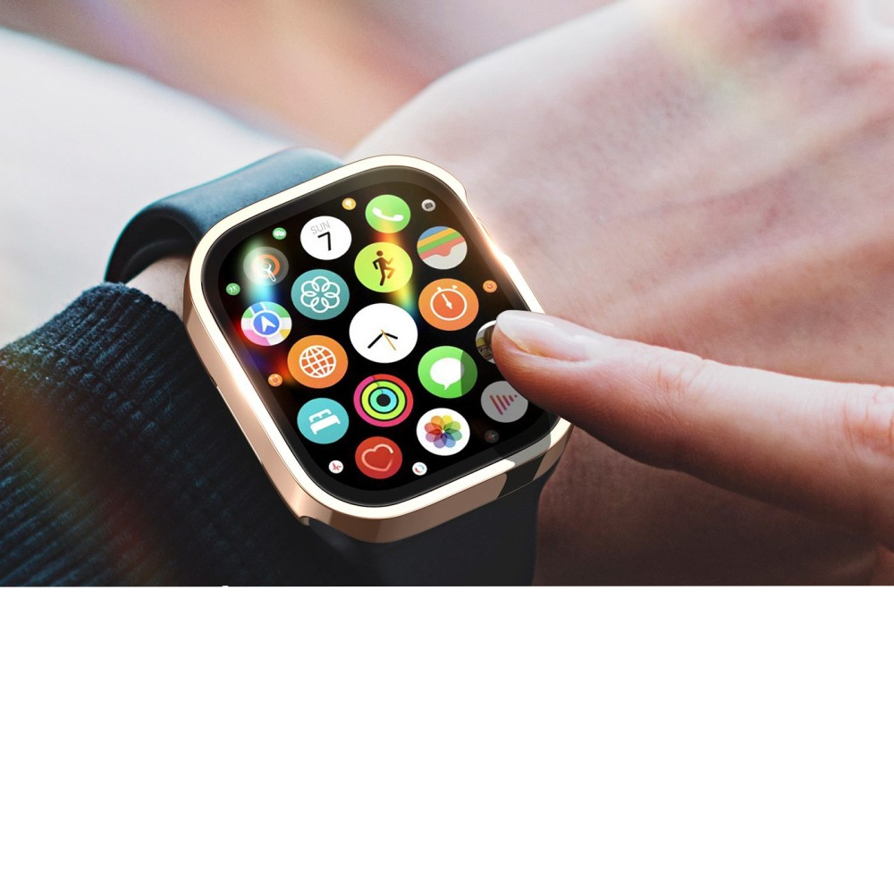 Apple Watch (40mm) Hardcase Bumper Hülle mit Galvanisiertem Rahmen   Display Schutzglas - Roségold