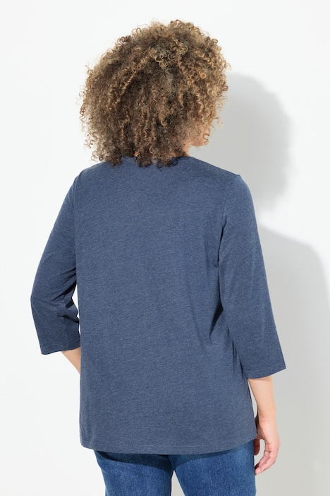 Shirt, Schriftmotiv, Classic, V-Ausschnitt, 3/4-Arm