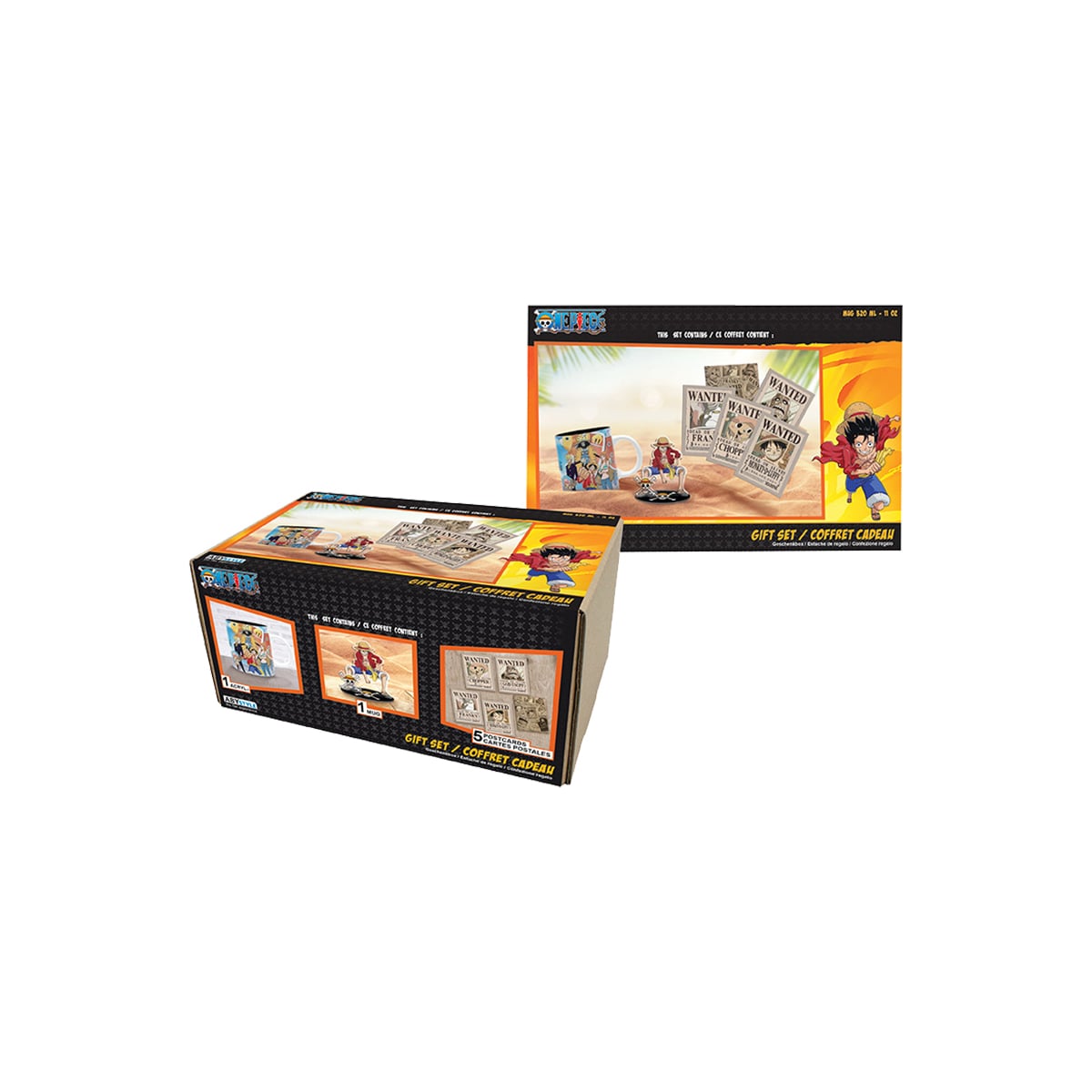 ABYstyle One Piece Luffy krus med akryl-figur og postkort samlepakke