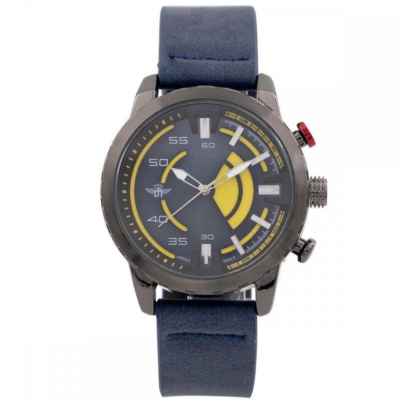 Coffret montre Homme M. JOHN bracelet Cuir Bleu
