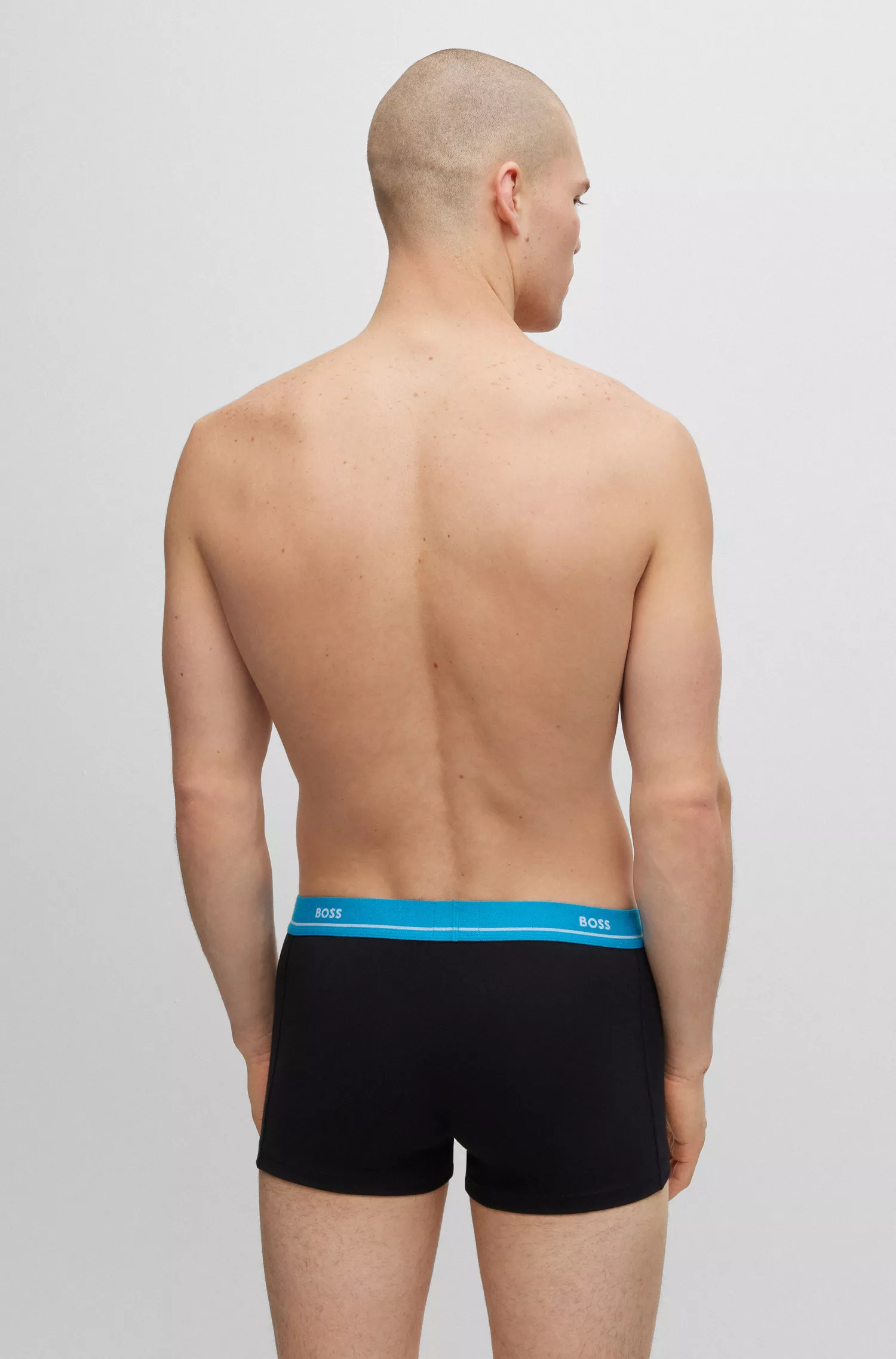 BOSS Black - Pacote com cinco cuecas boxer de algodão elástico com cós com logotipo.