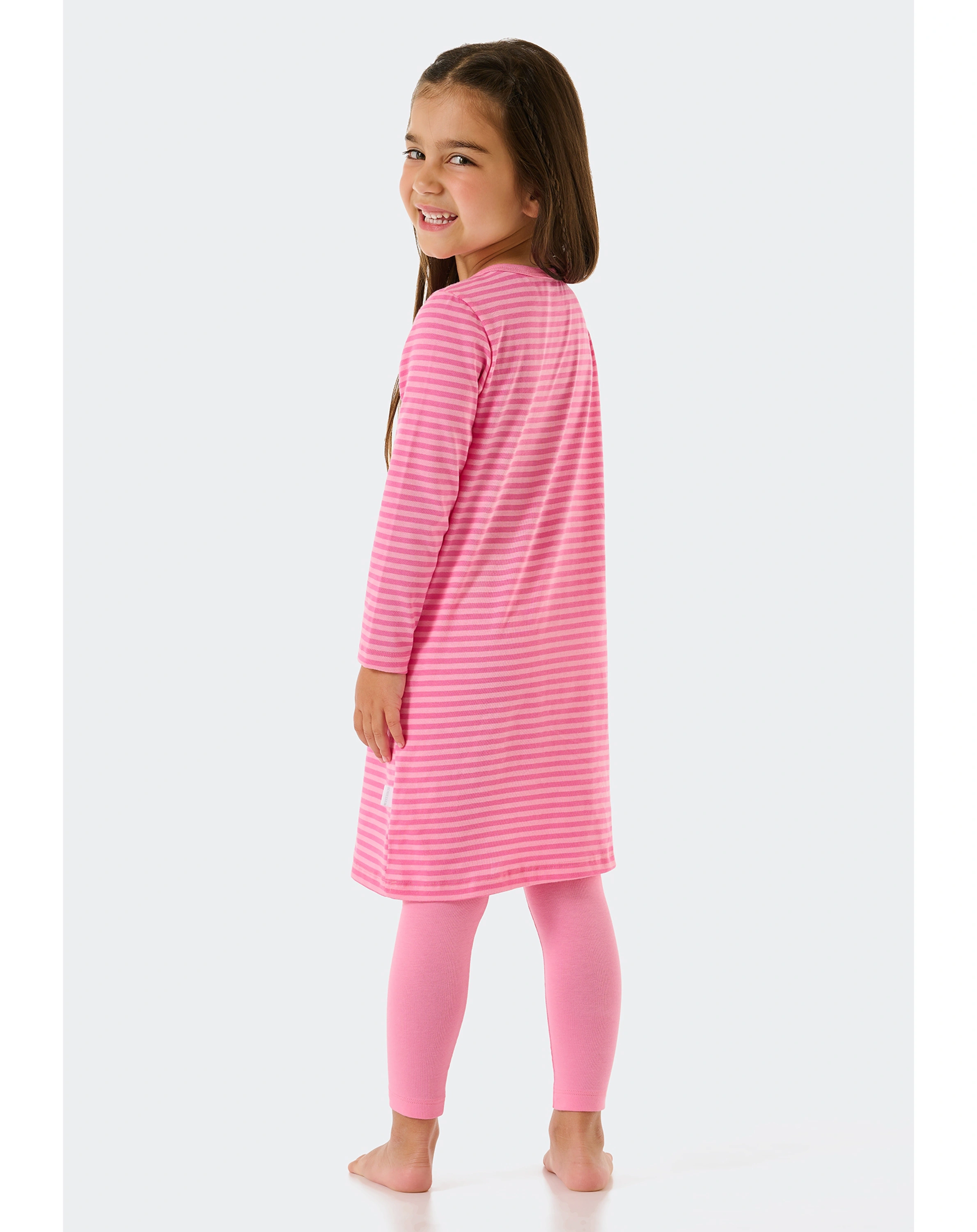 Schlafanzug lang PINK HORSE gestreift in rosa