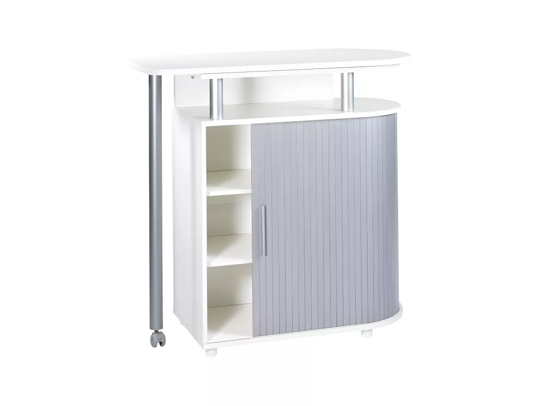 Desserte de cuisine argent avec plateau de table pivotant - IVAN