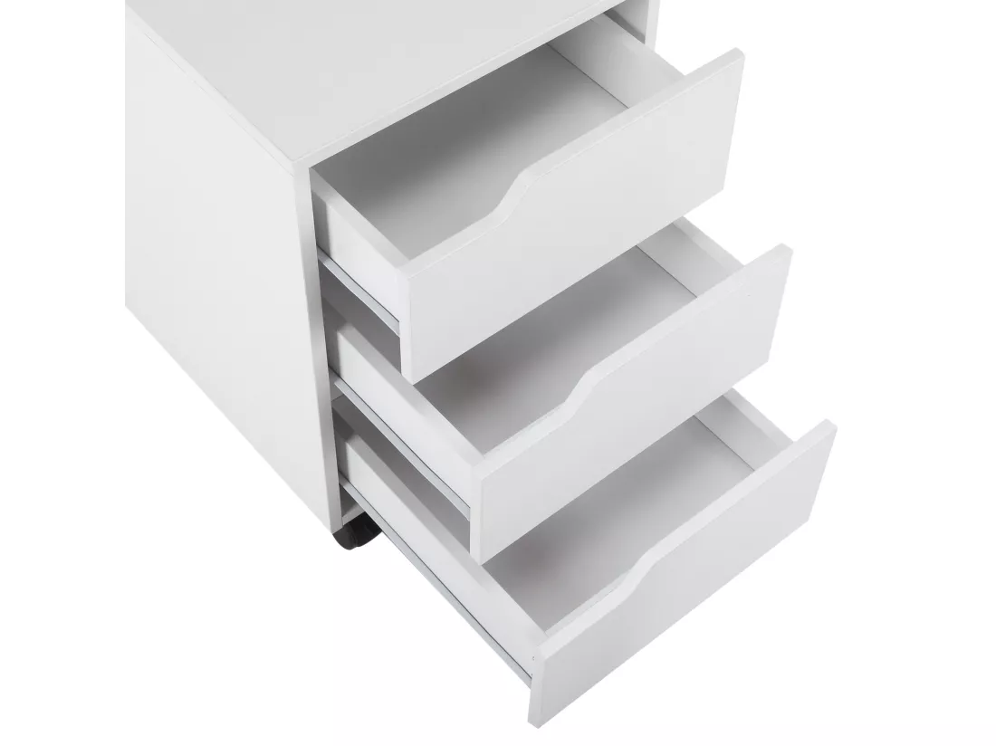 HOMCOM Caisson de bureau rangement sur roulettes 3 tiroirs verrouillables 40 x 50 x 57,5 cm MDF blanc