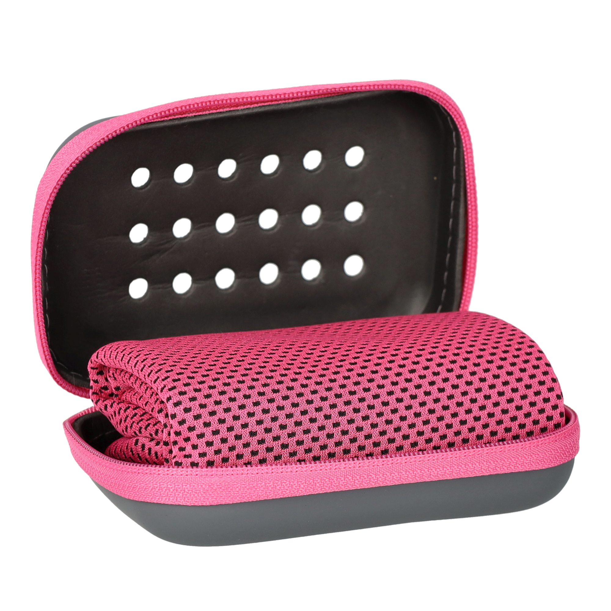 (90x28cm) Fitness Sport Mikrofaser Handtuch mit EVA Trocknungs Case für Workout / Yoga / Wandern / Reisen - Pink