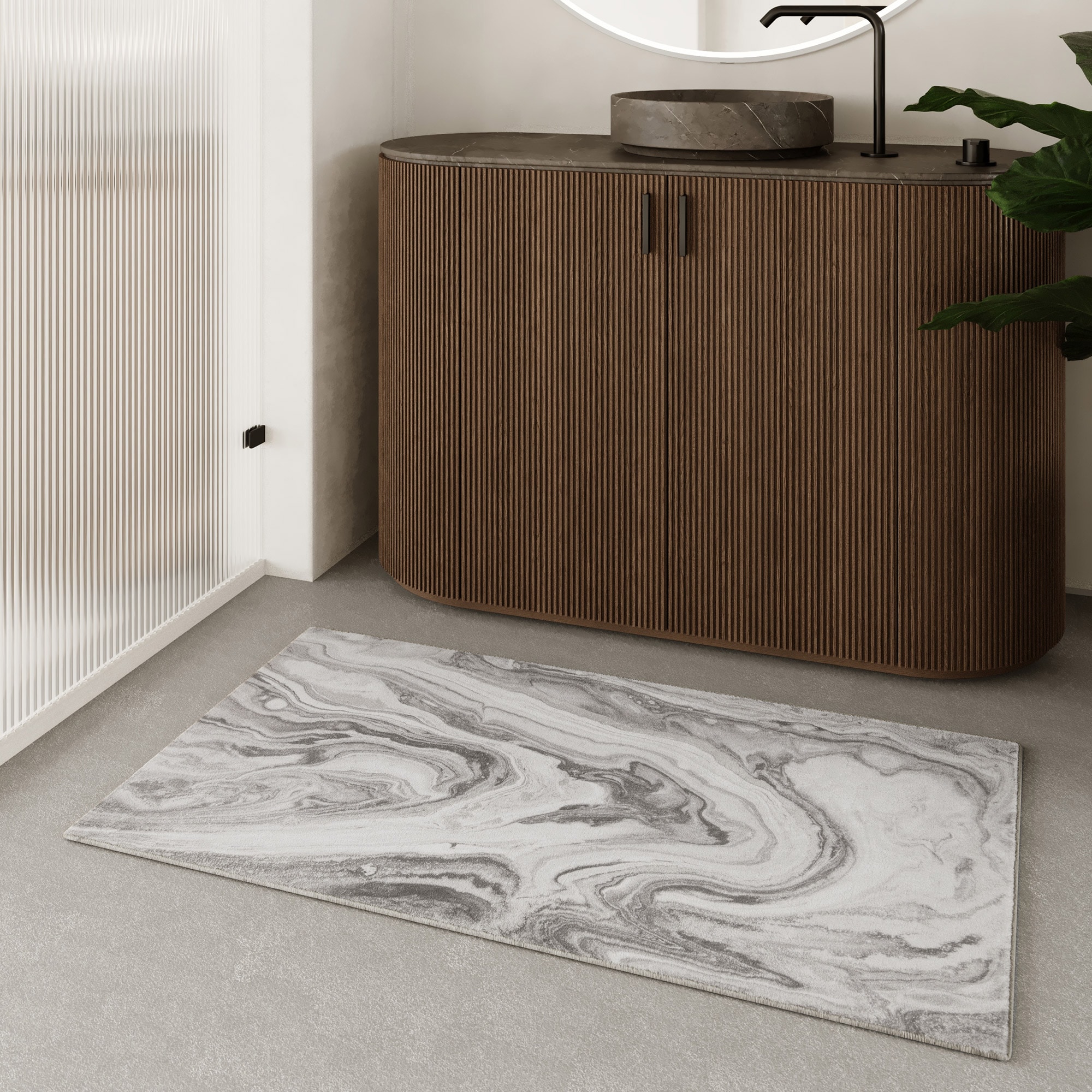 Wecon home Badematte »Jani« Höhe 5 mm Marmor Design, waschbar, rutschfest, schnell trocknend, Badteppich
