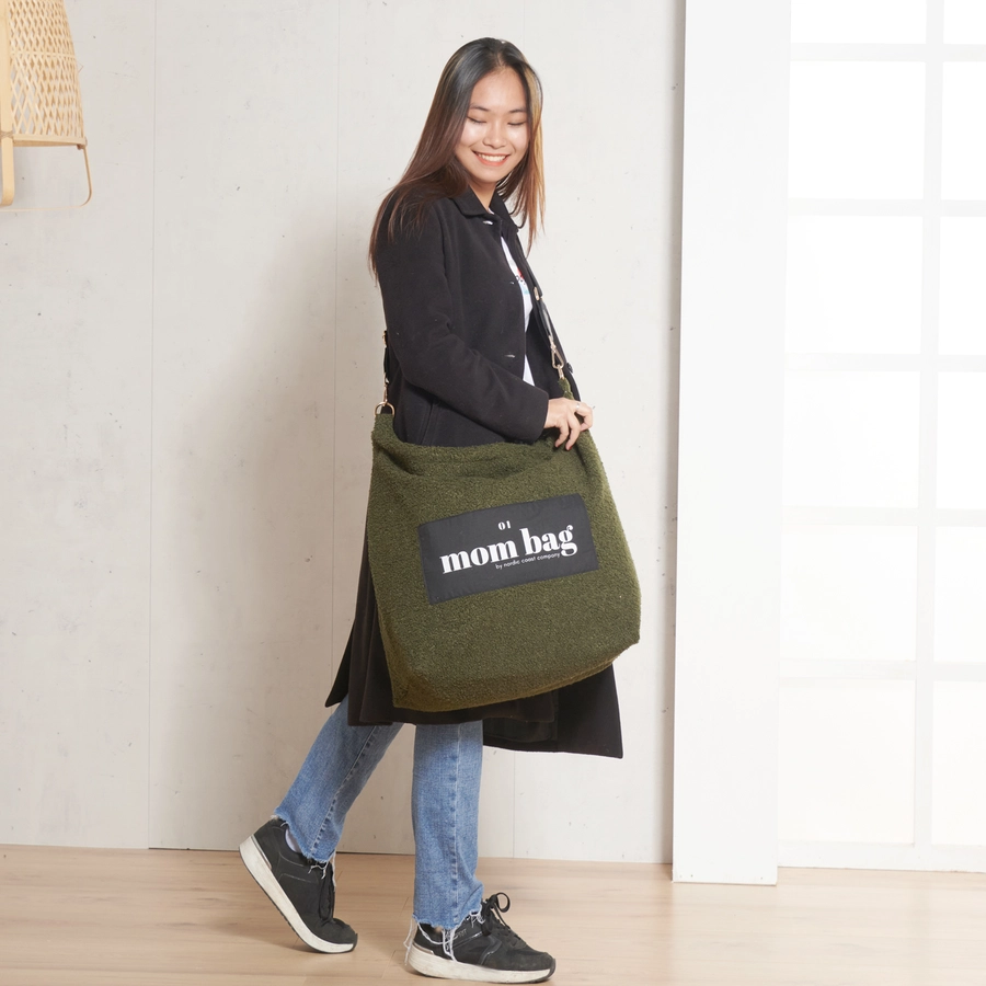 Nordic Coast Company Mom Bag Teddy Bouclé Olive