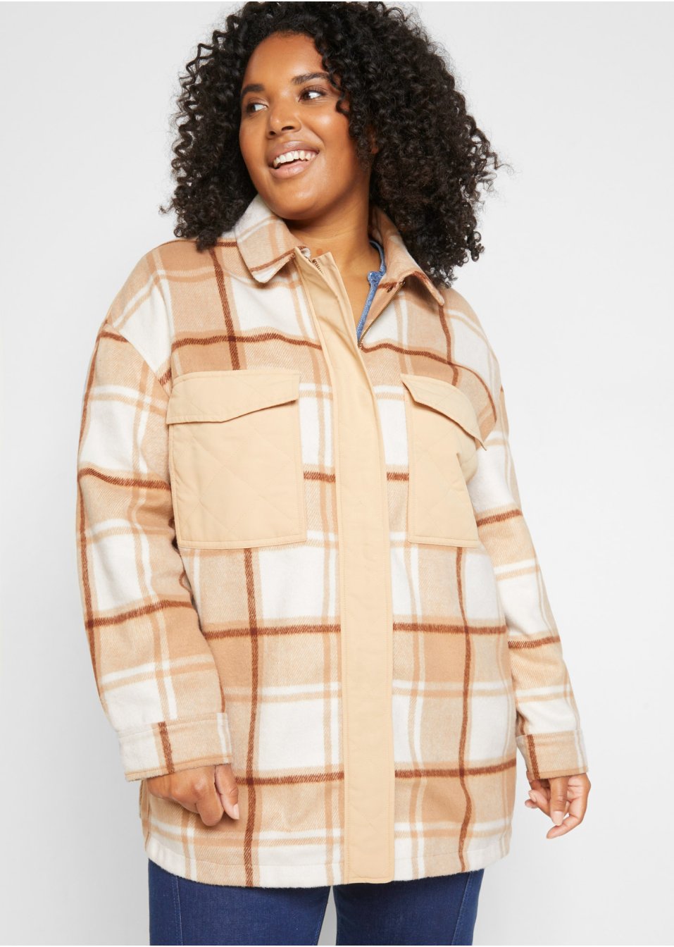 Shacket, veste de mi-saison en mélange de matières