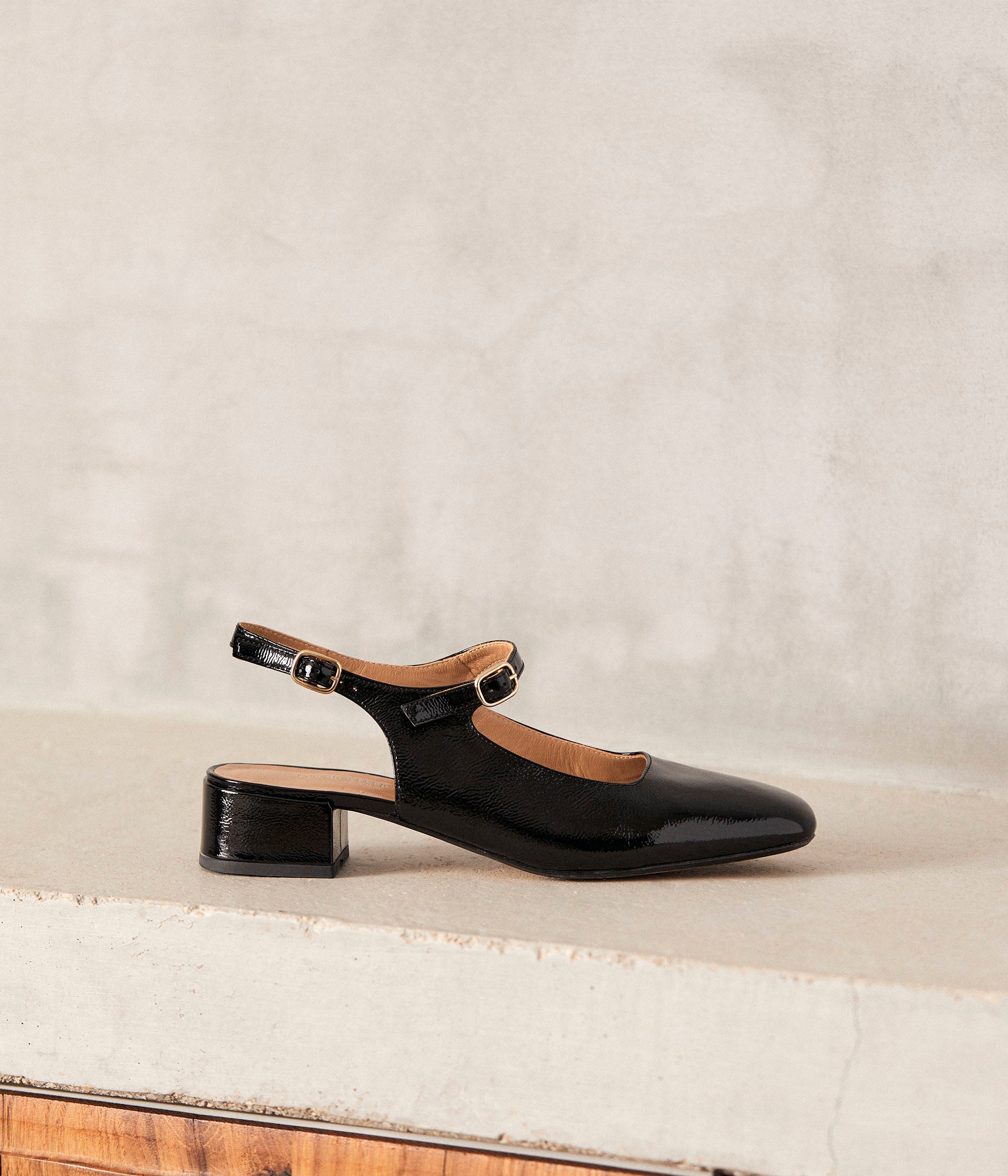 Slingbacks vernies noires Clarissa