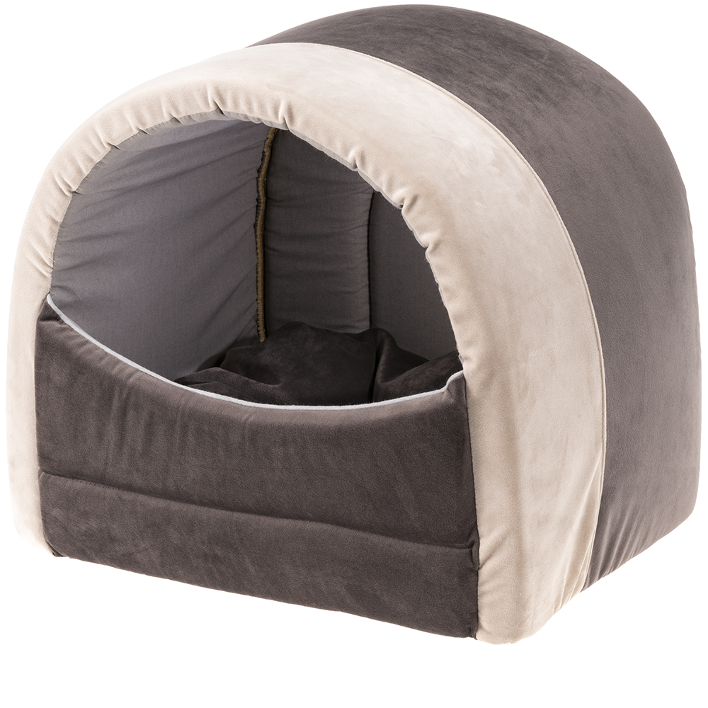 Ferplast couchage d'intérieur pour chats majesty 20, maisonnette pour chats, velours doux, lavable, 40x34x36, gris