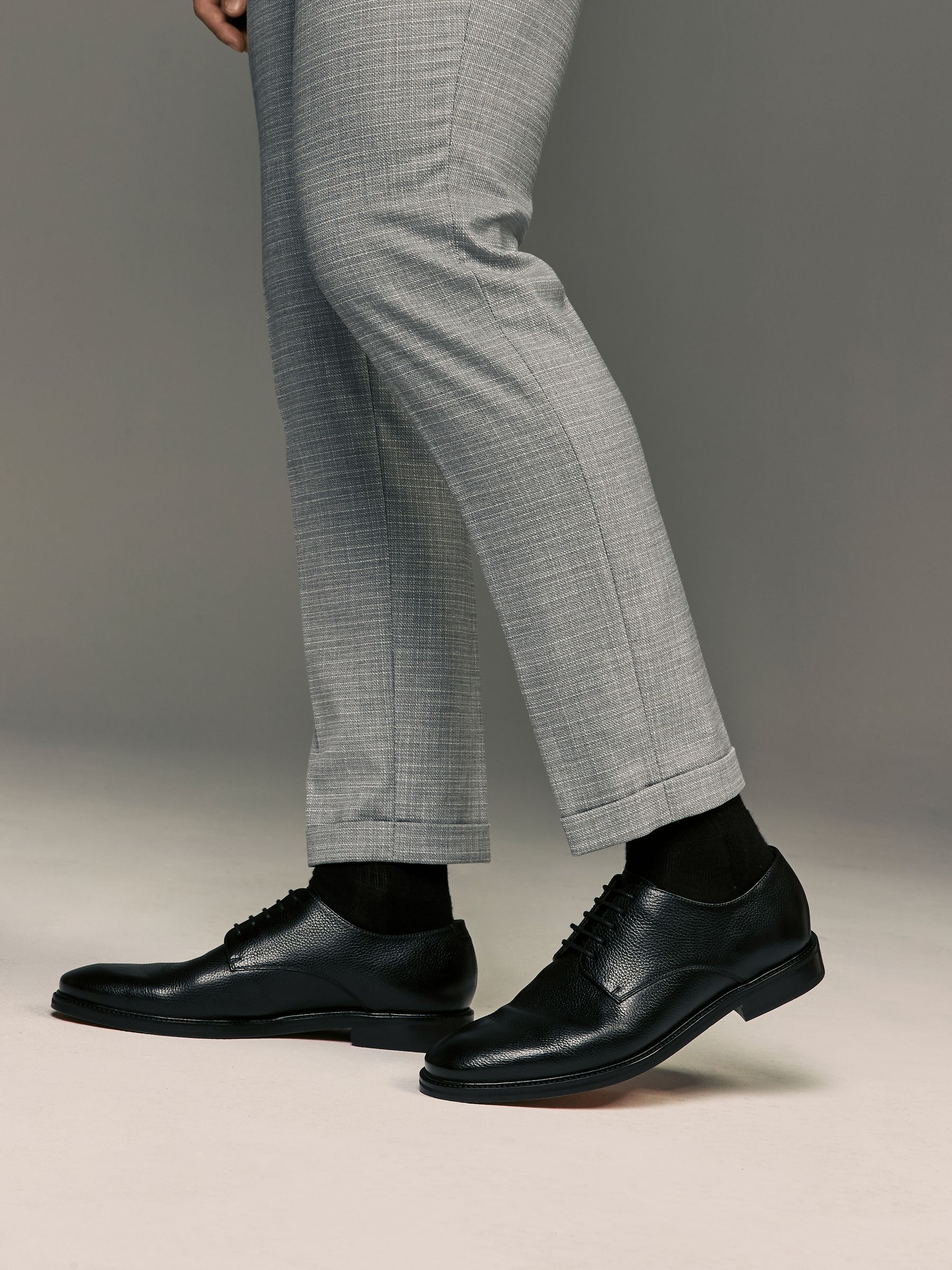 Zwart - Signature - Derby-schoenen met leren zool