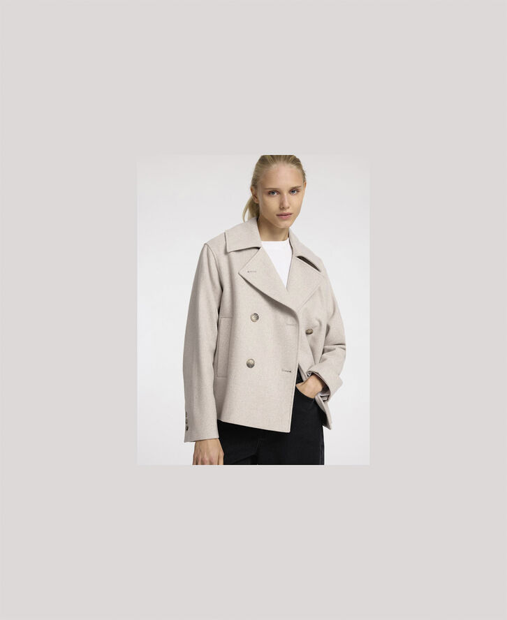 Selected Femme SLFALMA SHORT WOOL JACKET NOOS Sandshell/melange