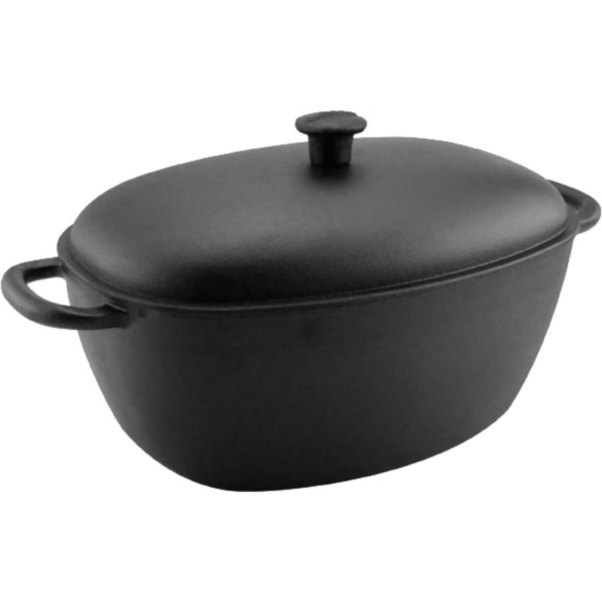 Støpejernsgryte med lokk 6 liter, oval