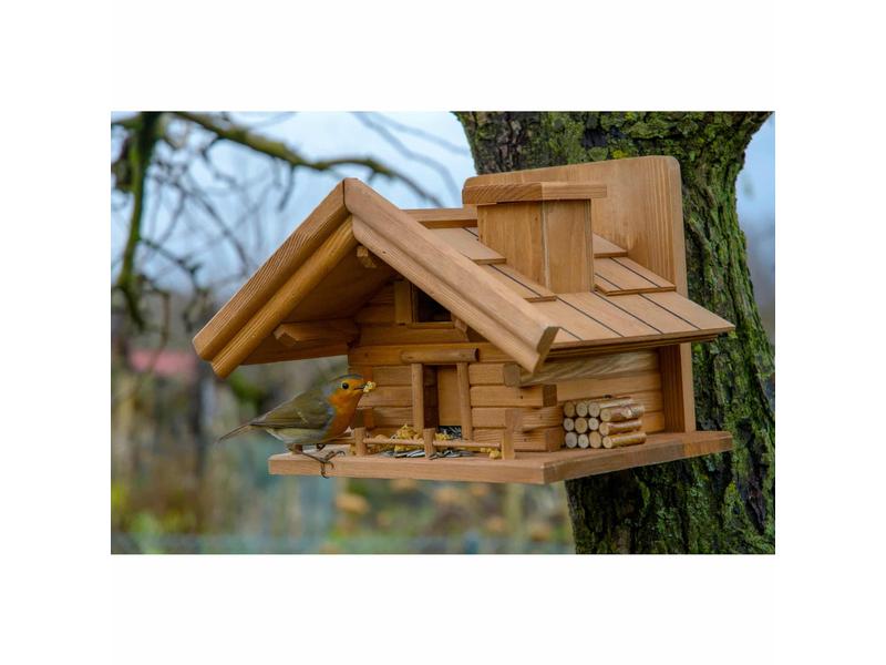 dobar green label Futterspender St. Moritz, 33 x 24.5 x 21 Futterhaus im Berghütten-Design