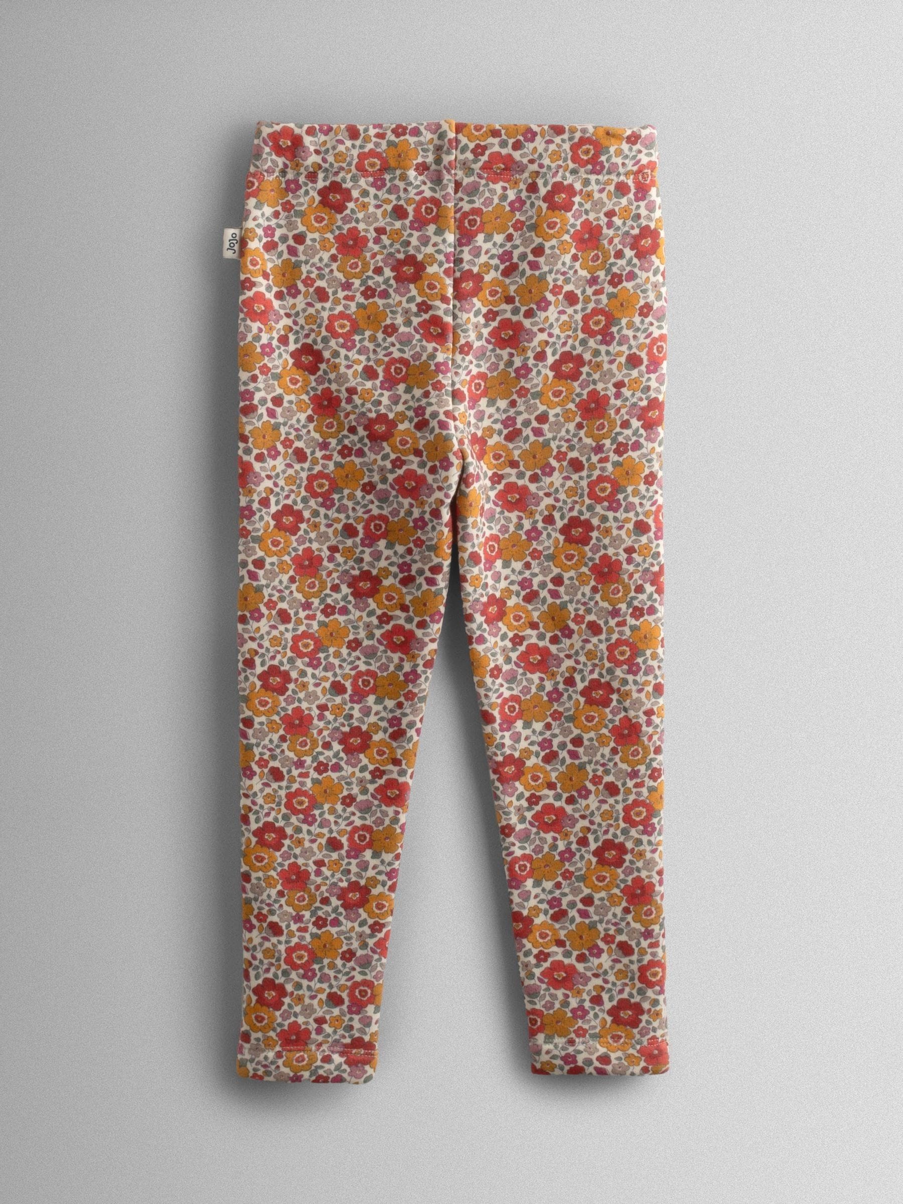 Kaki met bloemenprint - JoJo Maman Bébé Fleece-Lined Printed Leggings 2 Pack