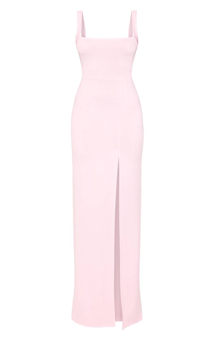 Rose Clair Robe Maxi À Encolure Droite