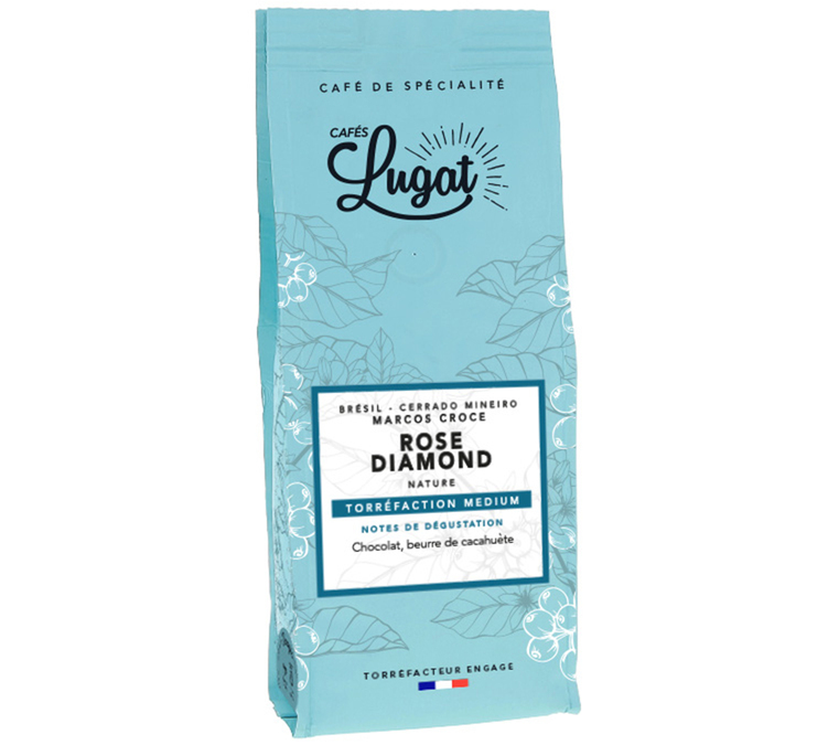 Café moulu pour cafetière filtre : Brésil - Rose Diamond - 250g - Cafés Lugat