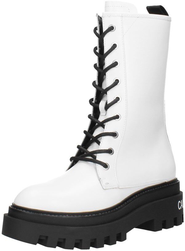 Calvin Klein Flatform Mid Lace Up Boot wit