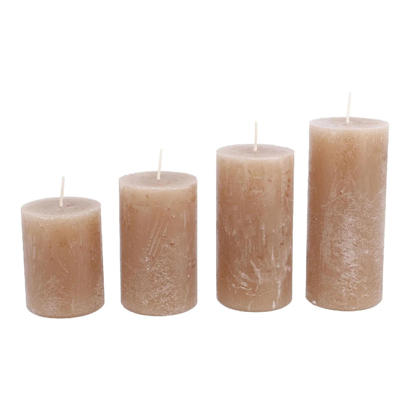 Rustik Kerzen Set - 4er Set, gestuft, in Karamell