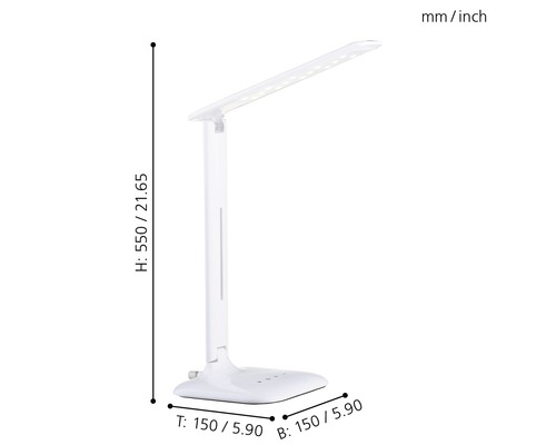LED-kantoorlamp, dimbaar, 2,9W, 280 lm, 3000/6500 KH, 55 cm, Caupo wit