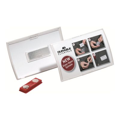 Durable Clickfold - 10 Portes badge pliables avec aimant - 40 x 75 mm