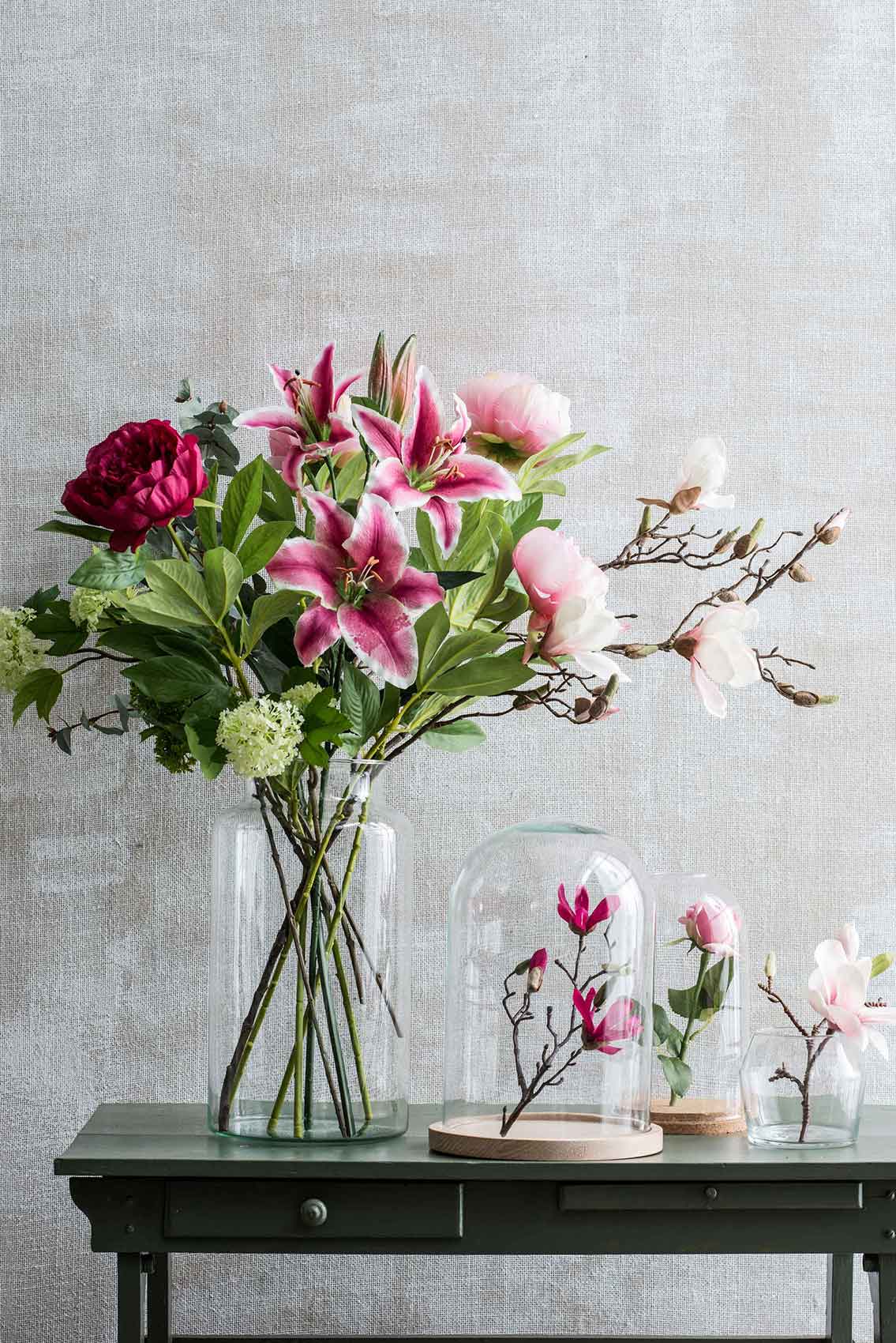 Mica decorations fleur artificielle lelie - 75x1x75 cm - pe - rose