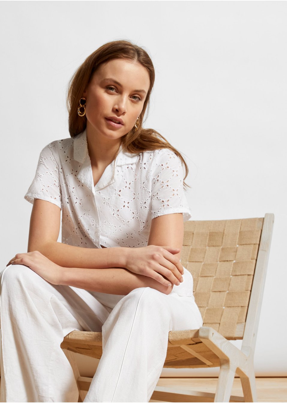 Chemisier à broderie ajourée