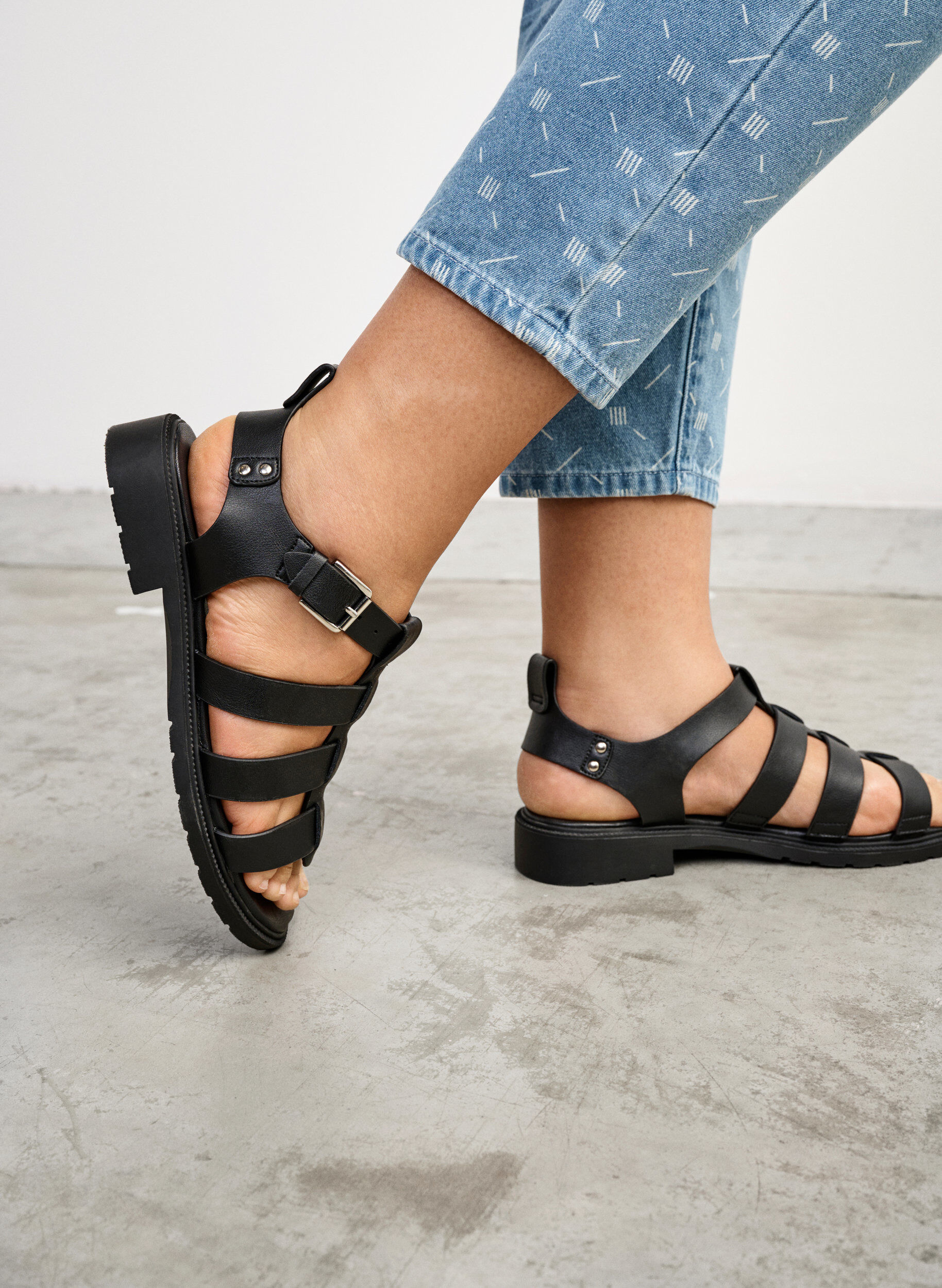 Wide fit - Læder sandal