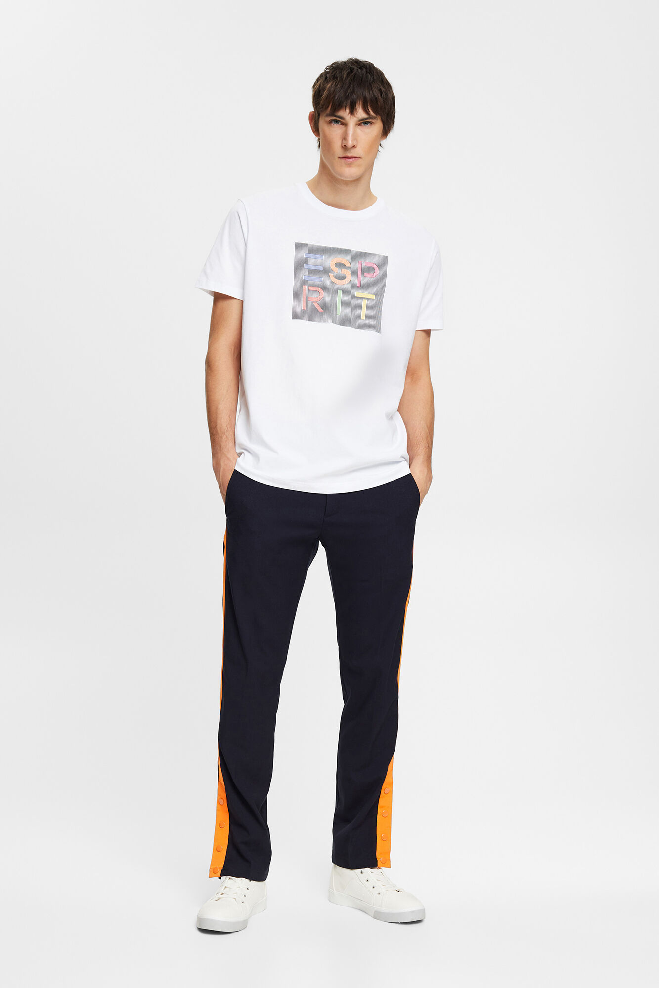 Camiseta de algodão com logo multicolorido - Branca