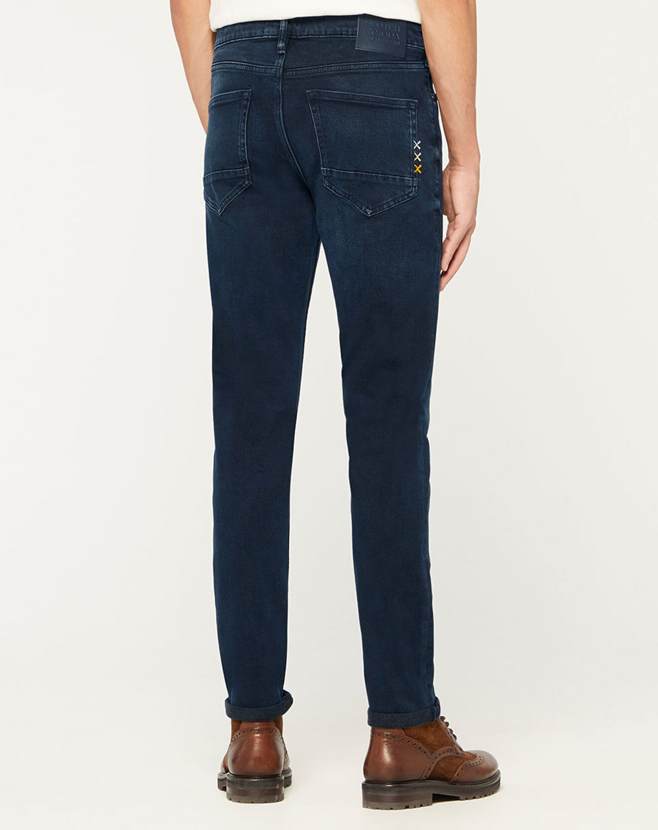 Scotch & Soda Jean en Coton Bio mélangé Skinny Fit Skim bleu foncé