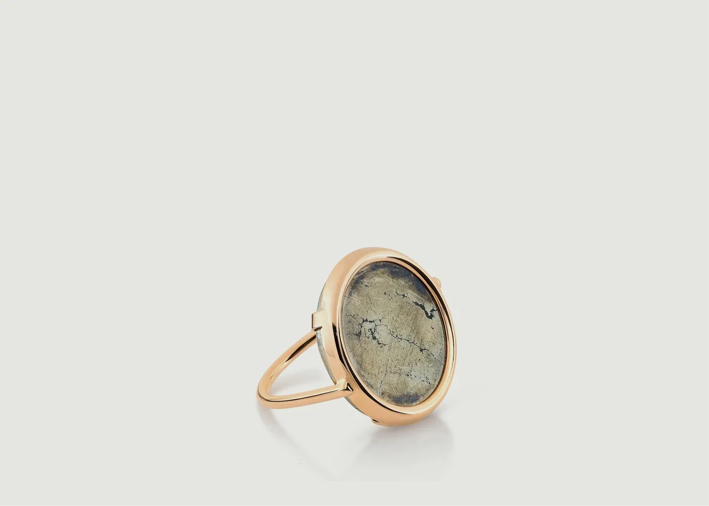 Bague Disc en Or Rose et Pyrite Ginette NY
