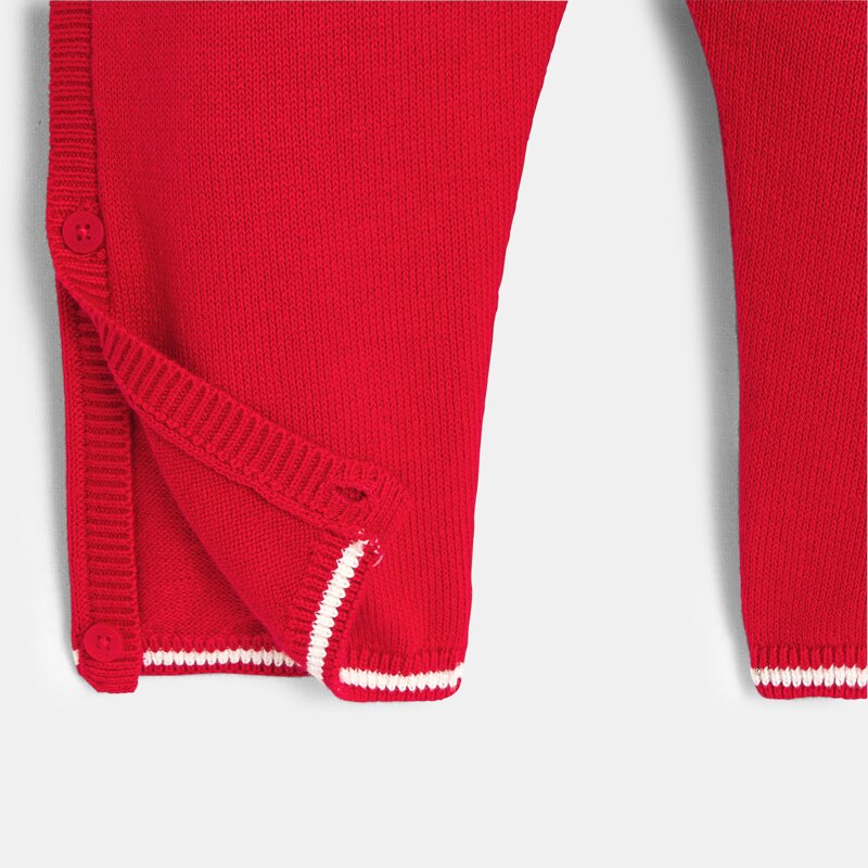 Combinaison longue maille tricot rouge bébé mixte Rouge
