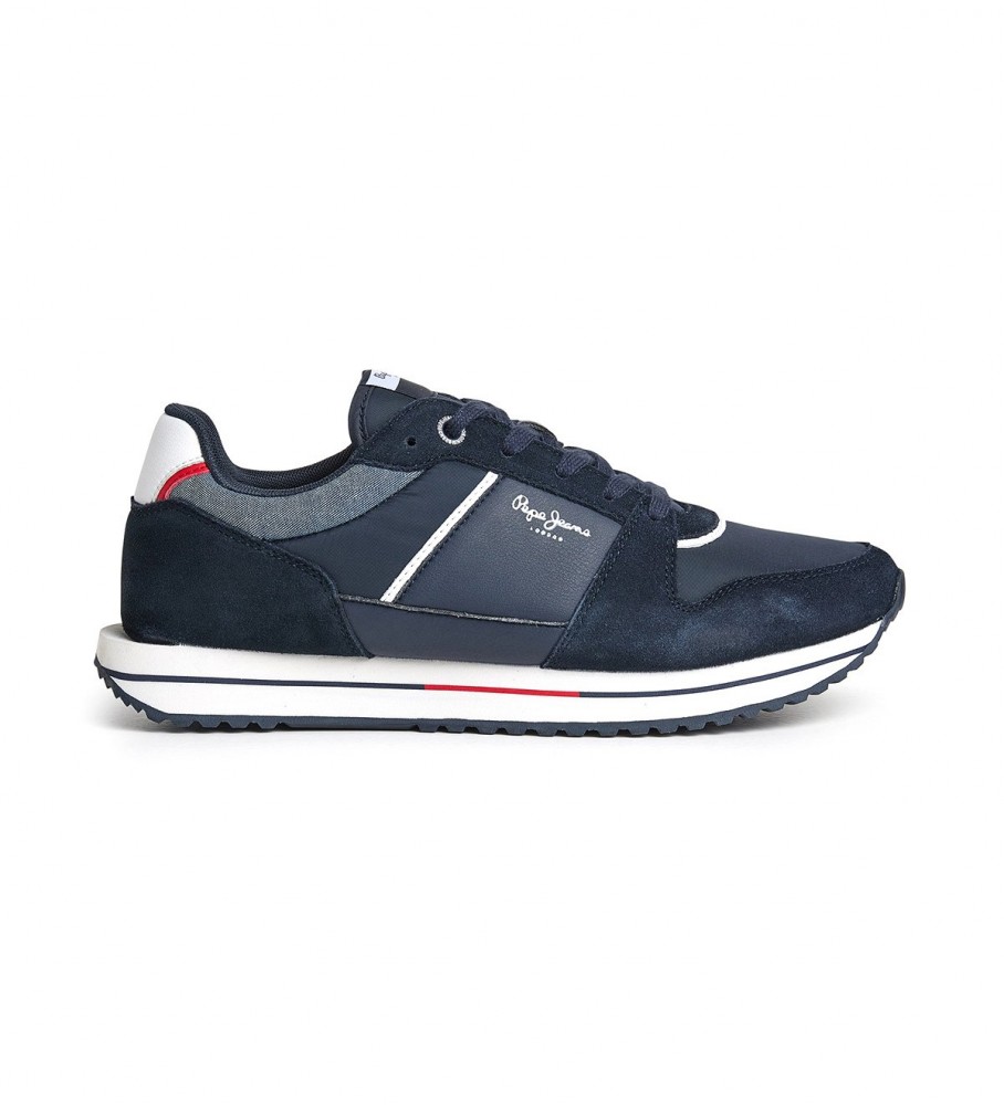 Tênis Pepe Jeans Tour Basic de couro azul marinho
